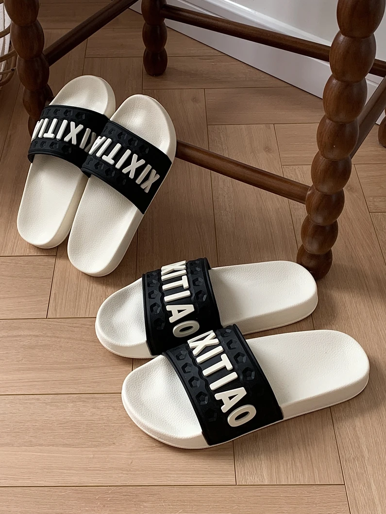 Large Size 47 Man Women Slippers 2024 Summer Sandals Couple Letters Slipper Cool And Versatile Outdoor Anti Slip Slipper