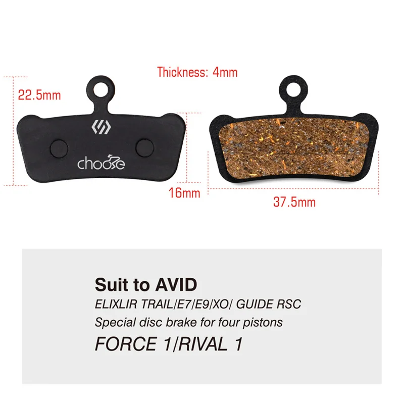 CHOOEE Bicycle Hydraulic Disc Brake Pad Fit For Avid X0 SRAM R RS RSC Guide Bike Disk Brake Pads