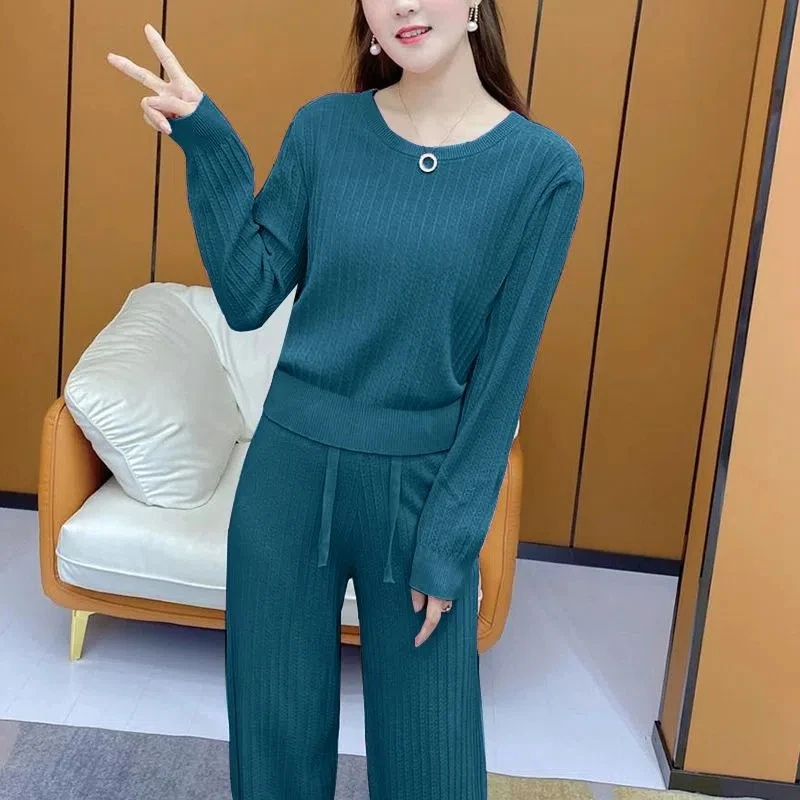 Women Sets Spring Clothes New Leisure Sports Suit Female Large Size long Sleeve Trousers Two-Piece Set Solid Color 2026 Autumn