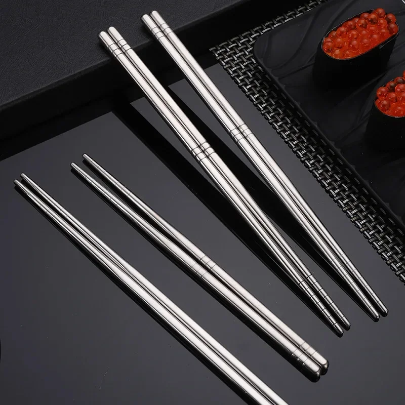 Stainless Steel Non-slip Chopsticks, Metal Sushi Bar, China Kitchen, 304 201.1 Right Chopstick Antiderrapante De Aço Inoxidável