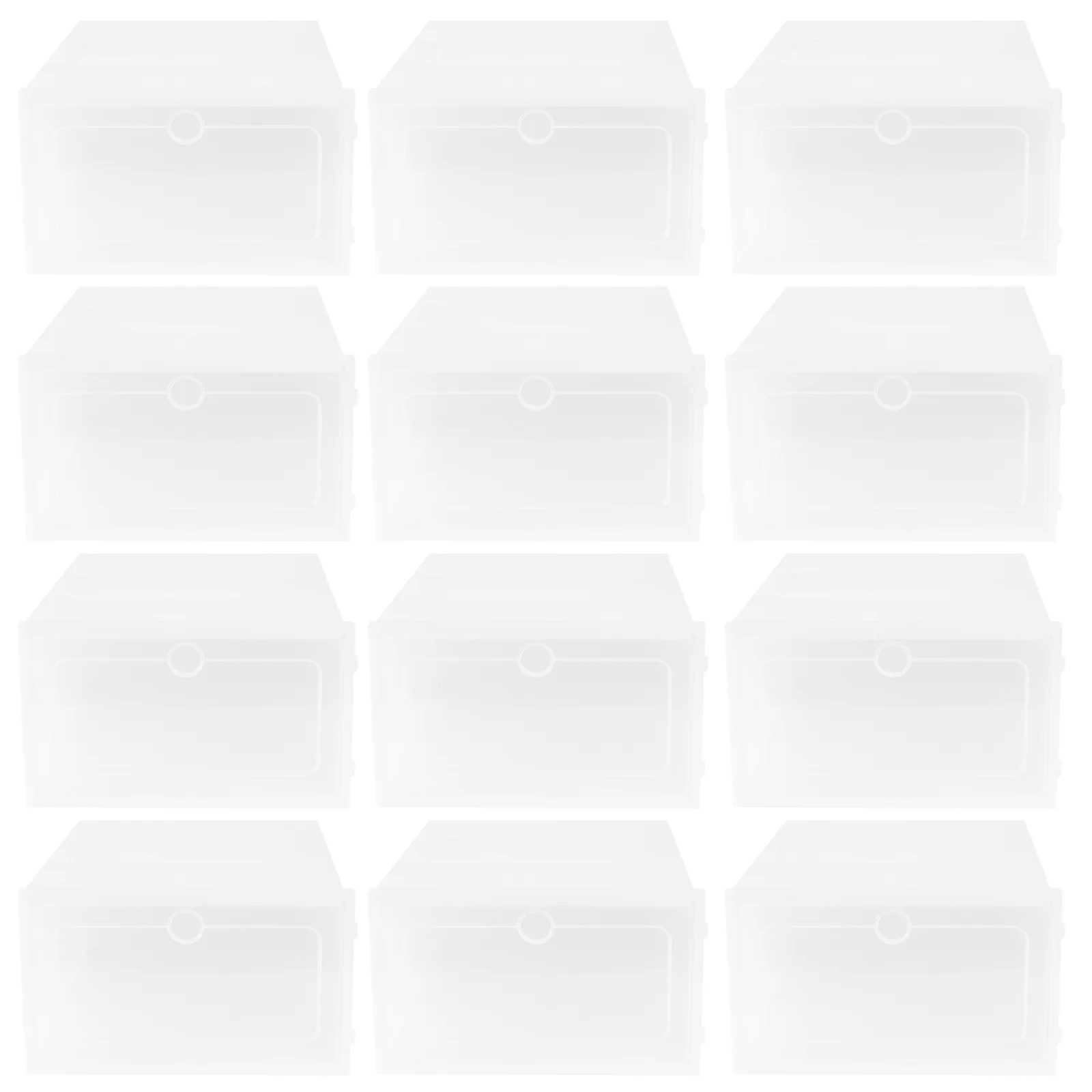 

12 PCS Storage Crate Shoe Box Artifact Container Shoes Bin Stackable Racks Organizer White