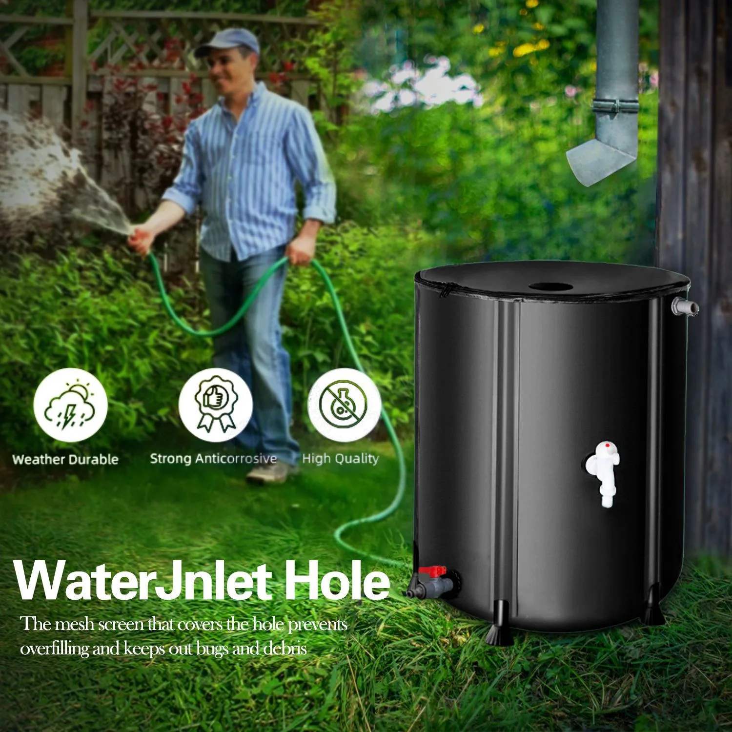

Foldable Water Storage Bucket Rainwater Collector Household Outdoor Large Storage Bucket Water Bucket with Lid Multifunctional
