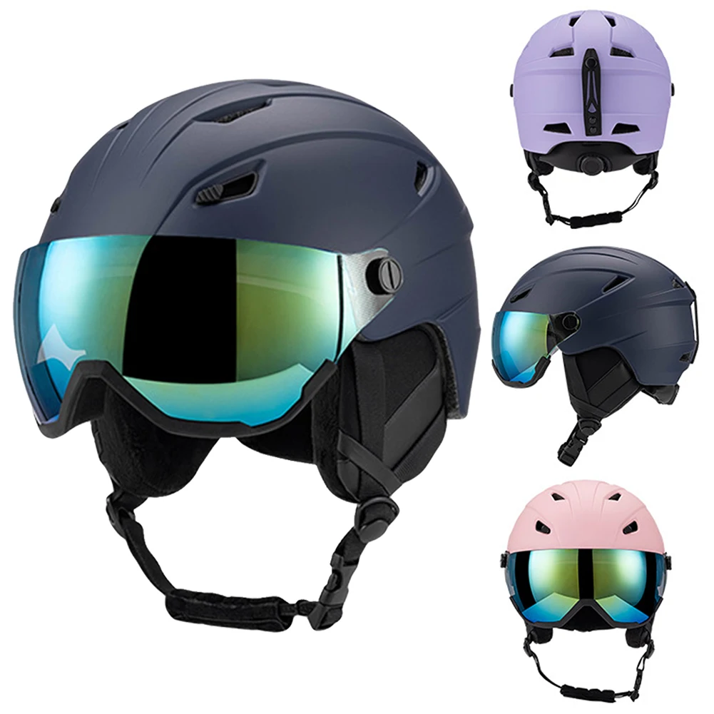 Winter Ski Helmet Unisex Skating Thermal Skiing Helmets With Goggles For Snowboard Portable Winter Outdoor Sport Safety Helmets