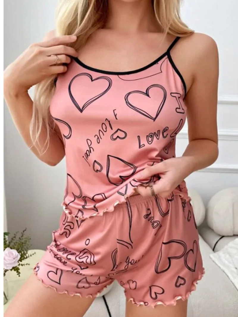

Style Fashion Women's American Leisure Two Piece Set Pattern Contrast Color Waistcoat Loose Shorts Cute Outfits For Women SANA