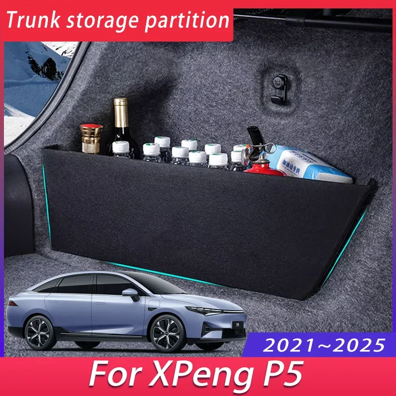 

For XPeng P5 2021~2025 2022 Upgrade Thickening Car Trunk Storage Partition Multi-function Storage Box Auto Interior Accessories