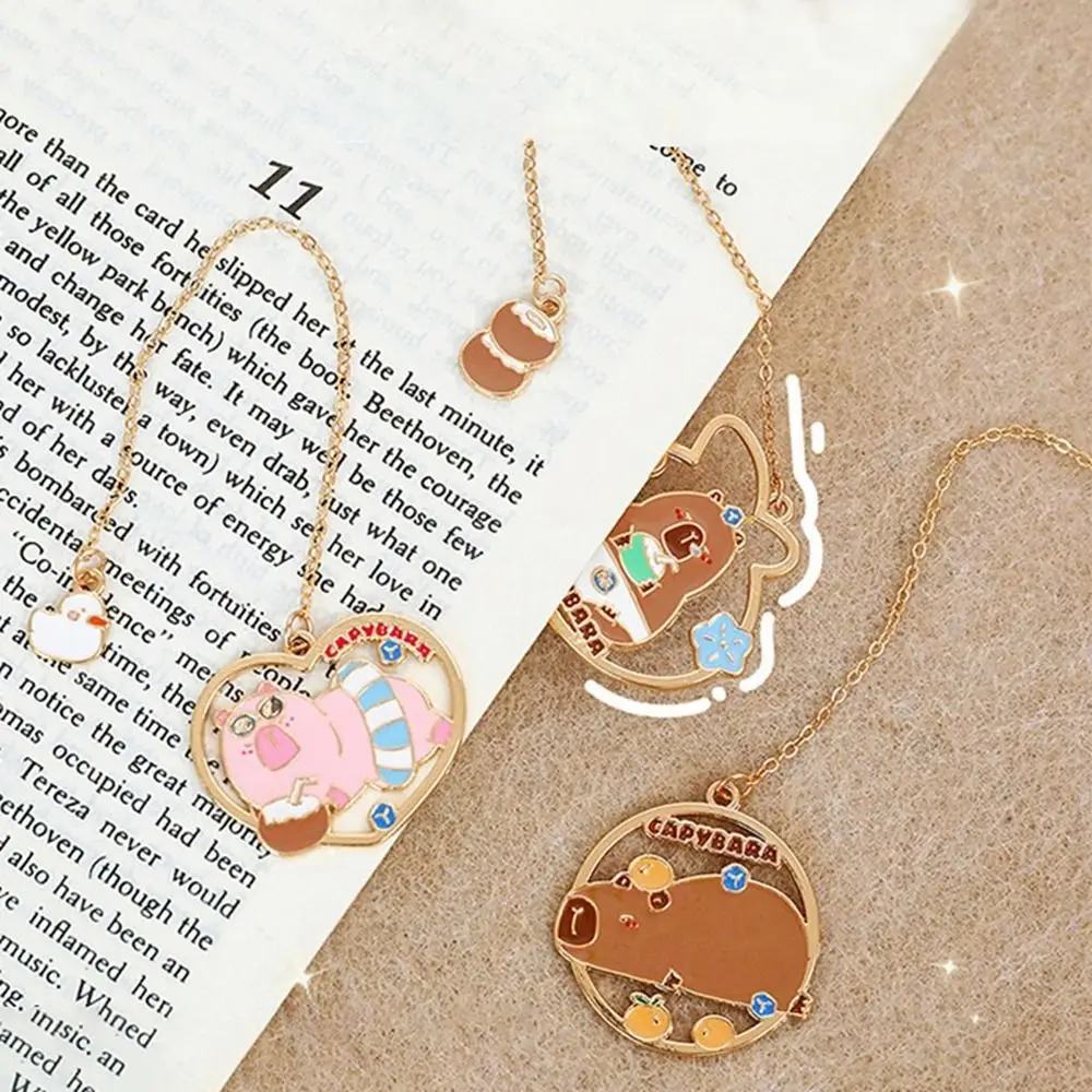 New Metal Capybara Metal Bookmark Pendant Hollow Book Clip Cute Retro Pagination Mark Stationery