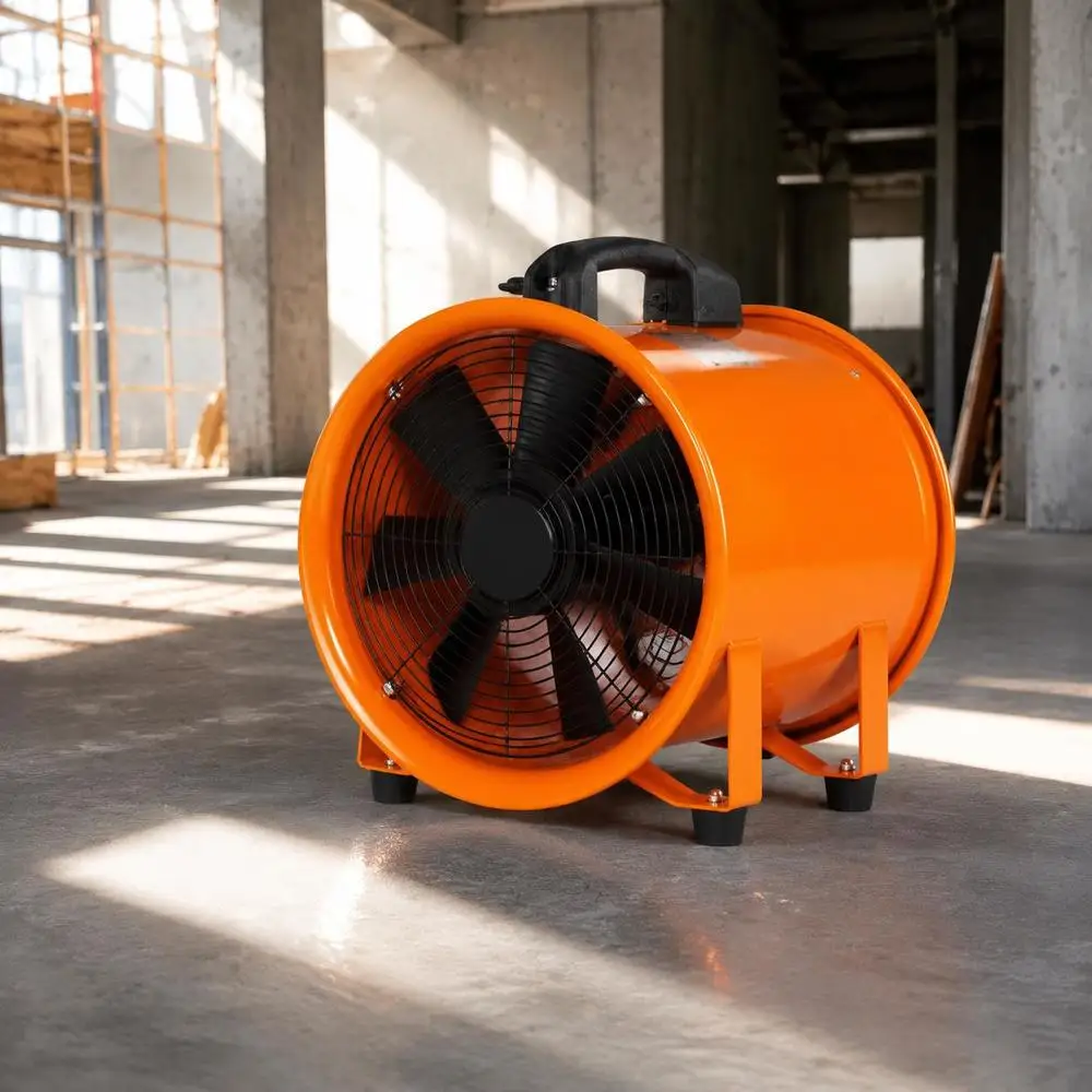 Ventilateur de chantier 900 W à moteur AC, souffleur de chantier 2850 tr/min, ventilateur de chantier, souffleur 5175 CFM (8792 m³/h), ventilateur axial, tuyau de 10 m, souffleur axial niveau de bruit 79 dB, ventilateur industriel IP44