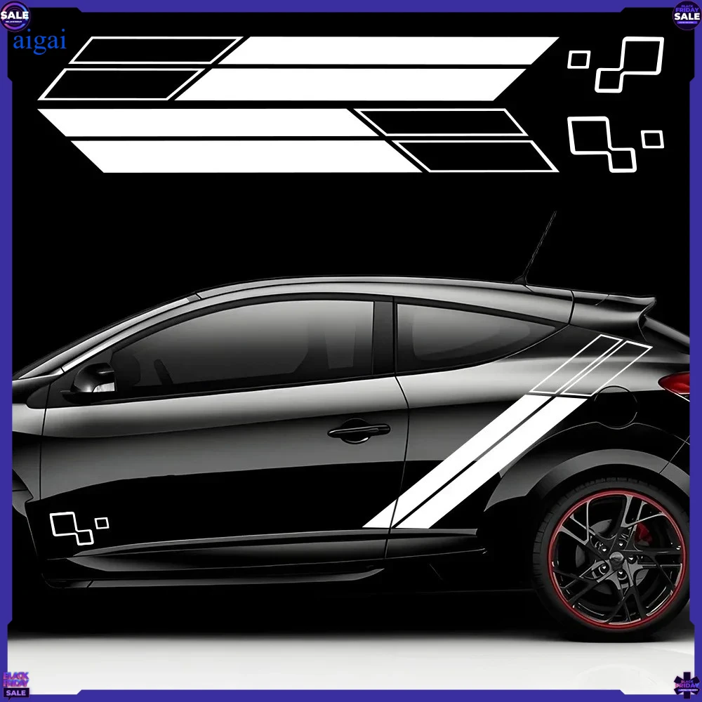 1Set Car Door Side Stickers for Renault Megane Auto Sport Stripes Vinyl Decals PVC Self-adhesive Car Body Decoration Accessories