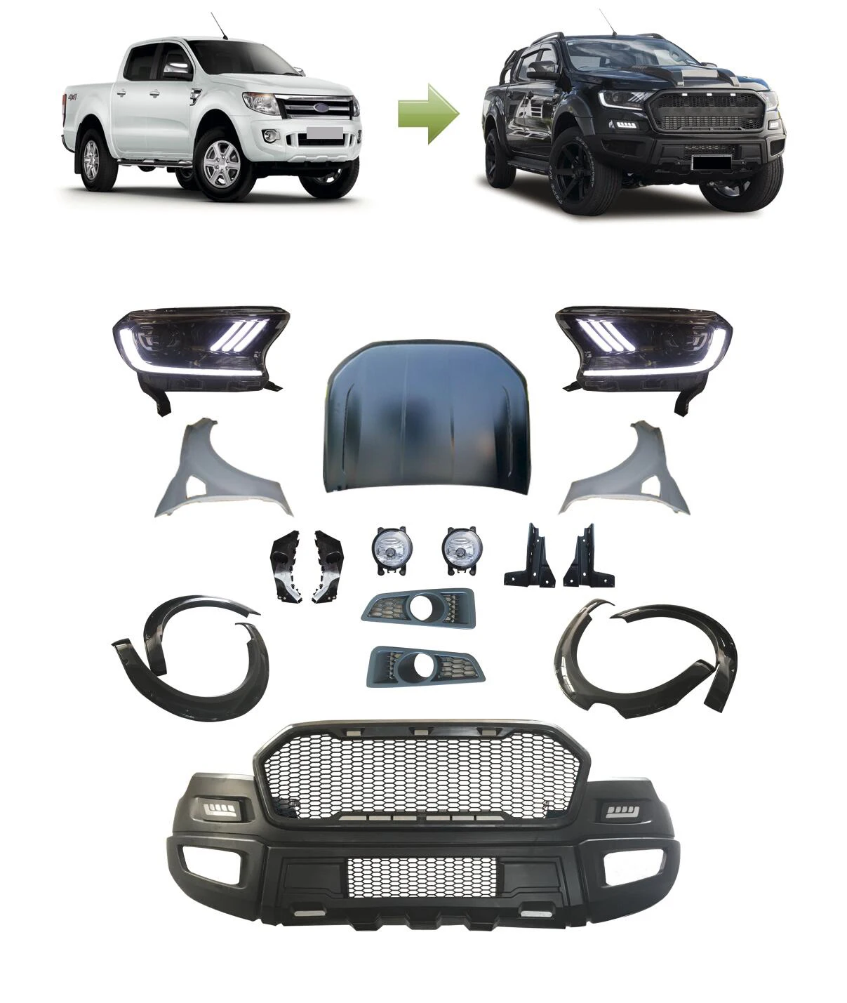

Комплект обновления переднего бампера, аксессуары для подтяжки лица для Ford 2012, комплект боди RANGER для RANGER RAPTOR