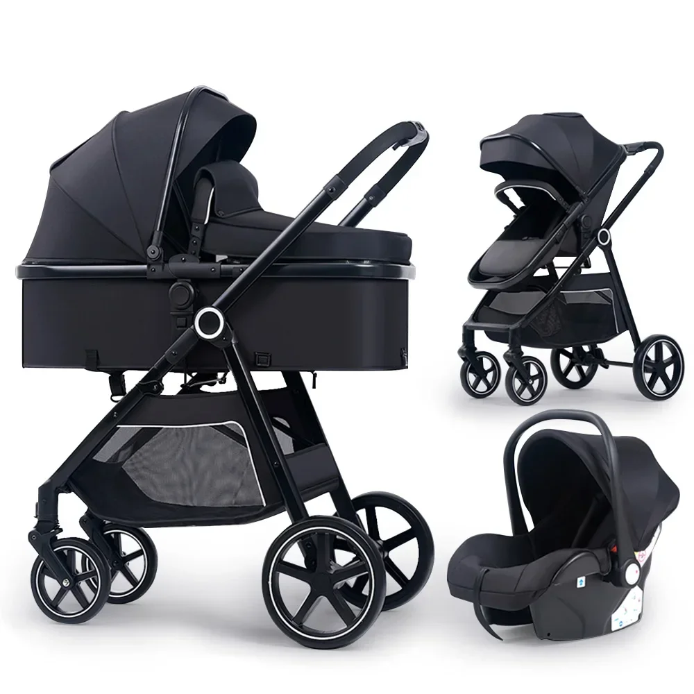 Baby Folding High Landscape Stroller, Luxo 3 em 1, Sit and Lie, Planejamento bidirecional de amortecedor