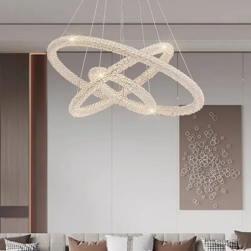 

2025 Bedroom Luxury K9 Crystals Pendant Lights Modern Dimmable Chandelier Hangng Lamp Lustre Led Luminarias Home Decor Lamp Fixt