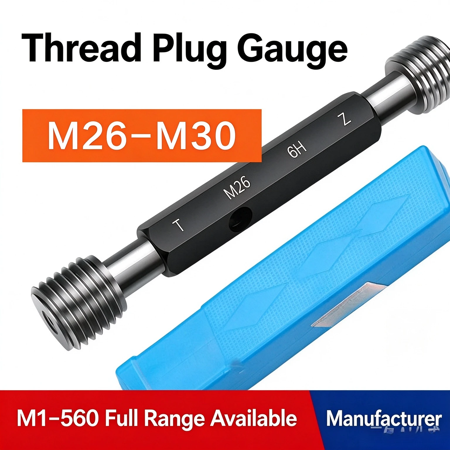 Metric Thread Plug Gauge, Go and Not Go Gage, M26 M27 M28 M29 M30, Multiple Pitch 3.5/3/2/1.5/1.25/1/0.75