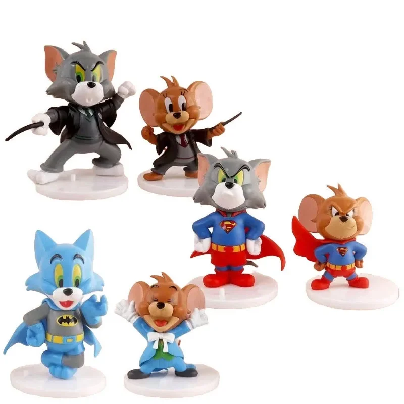 6pcs/bag Bandai Tom and Jerry Anime Action Figures Collection Ornaments Model Toys Birthday Gift PVC 8-10cm