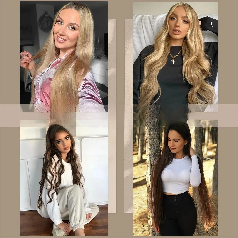 الاصطناعية 5 كليب في وصلات الشعر طويل مستقيم تصفيفة الشعر هيربيسي أسود براون شقراء 80 سنتيمتر شعر مستعار طبيعي للنساء 2026