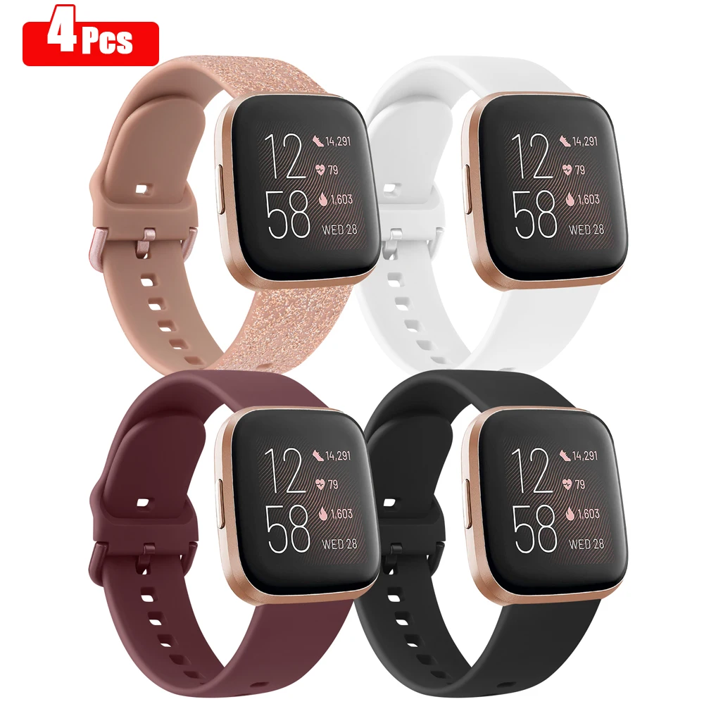 4Pcs/lot Silicone Strap For Fitbit Versa 2 1 Lite Band Watchband Wristband Bracelet For Fitbit Versa Lite 2 Strap Accessories