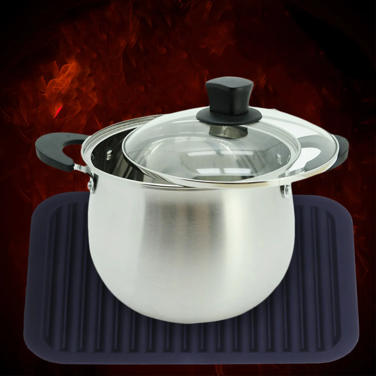 

Wave Silicone Heat Resistant Mat Black Flexible Heat Insulation Pad Pot Holder Non Slip Kitchen Table Protect Pot Holders