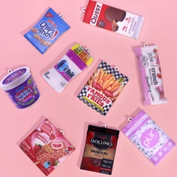 9pcs/set 2D food coated with glossy oil, snack candy, french fries, ice cream, beef jerky, chewing gum, cute hip-hop acrylic acc