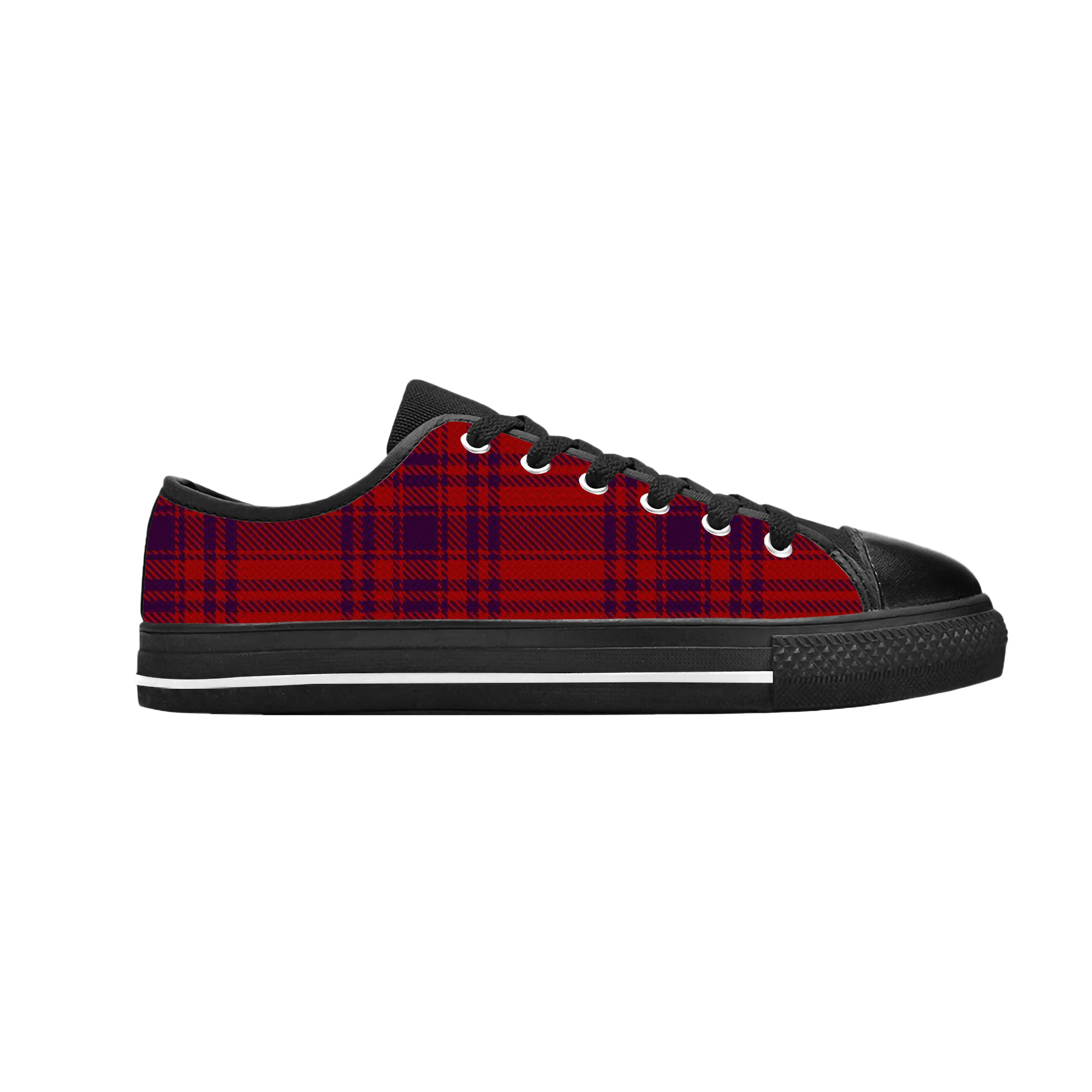 MacLintock Scottish Stewart Clan Tartan ekose serin rahat bez ayakkabı düşük üst nefes 3D baskı erkek kadın Sneakers