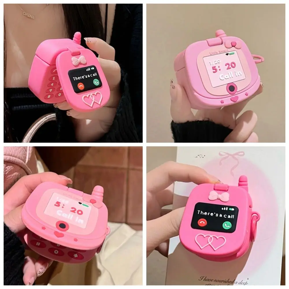 거울 충격 방지 블루투스 이어 버드 케이스가있는 전화 모양의 이어폰 케이스 Airpods 1/2/3/Pro/Pro2 용 미니 실리콘