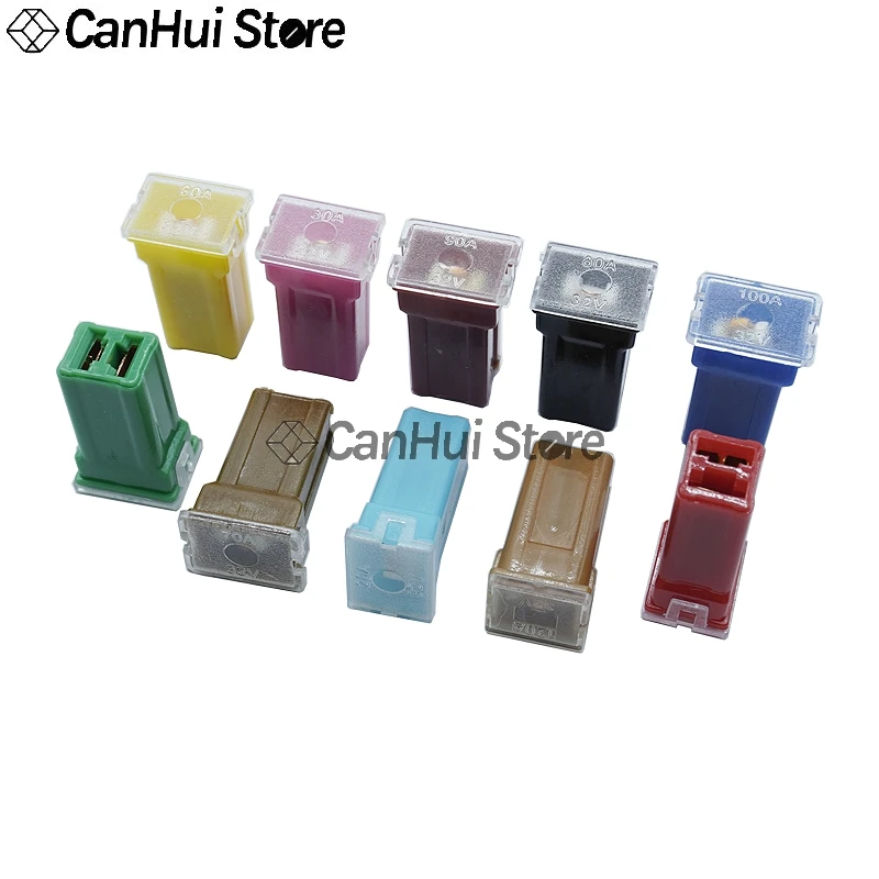 2pcs Square Car Fuse Box Waterproof Socket 32V DC Connecting Type Fuse 20A 30A 40A 50A 60A 70A 80A 90A 100A 120A