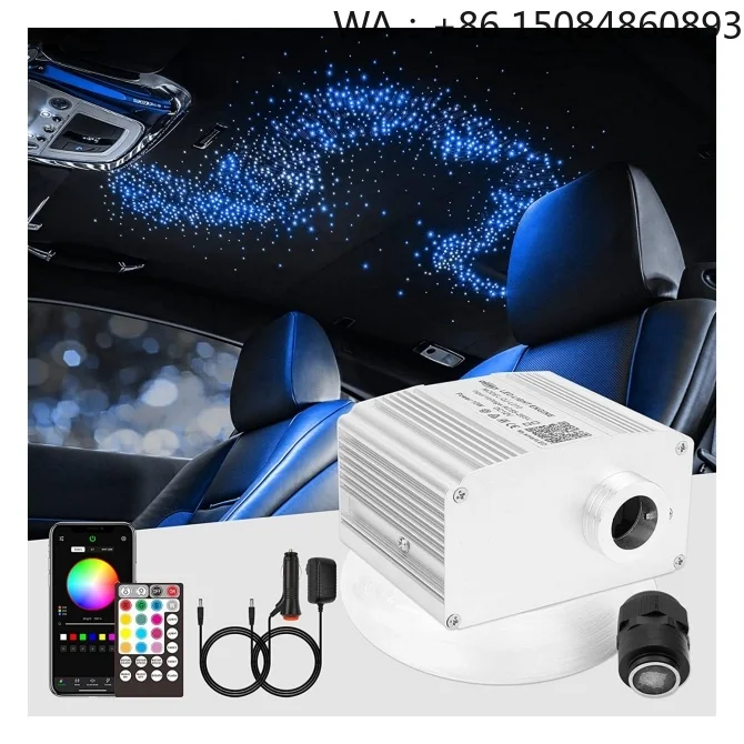 10W Twinkle RGBW LED Fiber Optic Starlight Headliner Kit 200Pcs 0.03In 6.5Ft Fiber Optic Cable Car Ceiling Star Sky Ambient Ligh