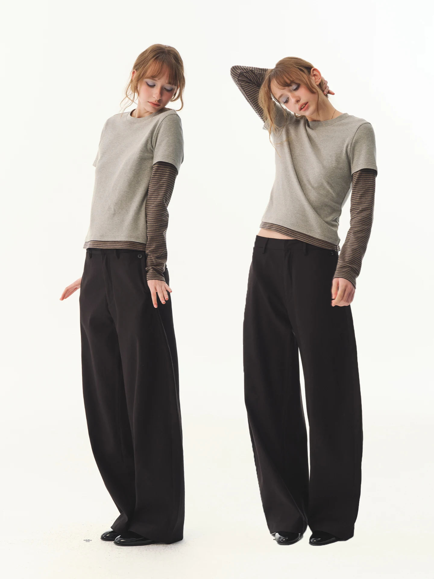 

UNRETRO American High-Drape Tailored Weave Knife- Wide Leg Casual Pants for Women CleanFit Loose Fit Straight Leg Trousers