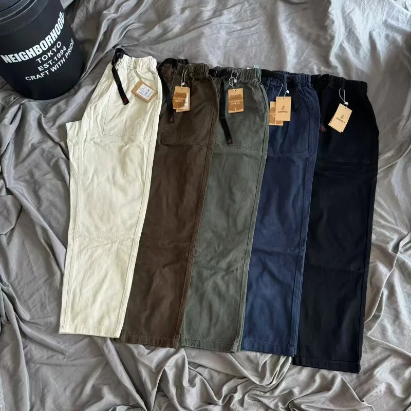 Japanese Gramicci Casual Loose Straight Pants Men Women High Quality Versatile Mountain Climbing Functional Belt Waist Trousers
