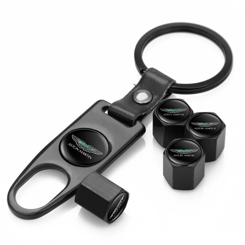 Tampas de Válvula de Pneu de Carro com Chaveiro e Fivela para Aston Martin DBX DBS V12 DB11 DB9 Rapide AMR Vantage Vanquish