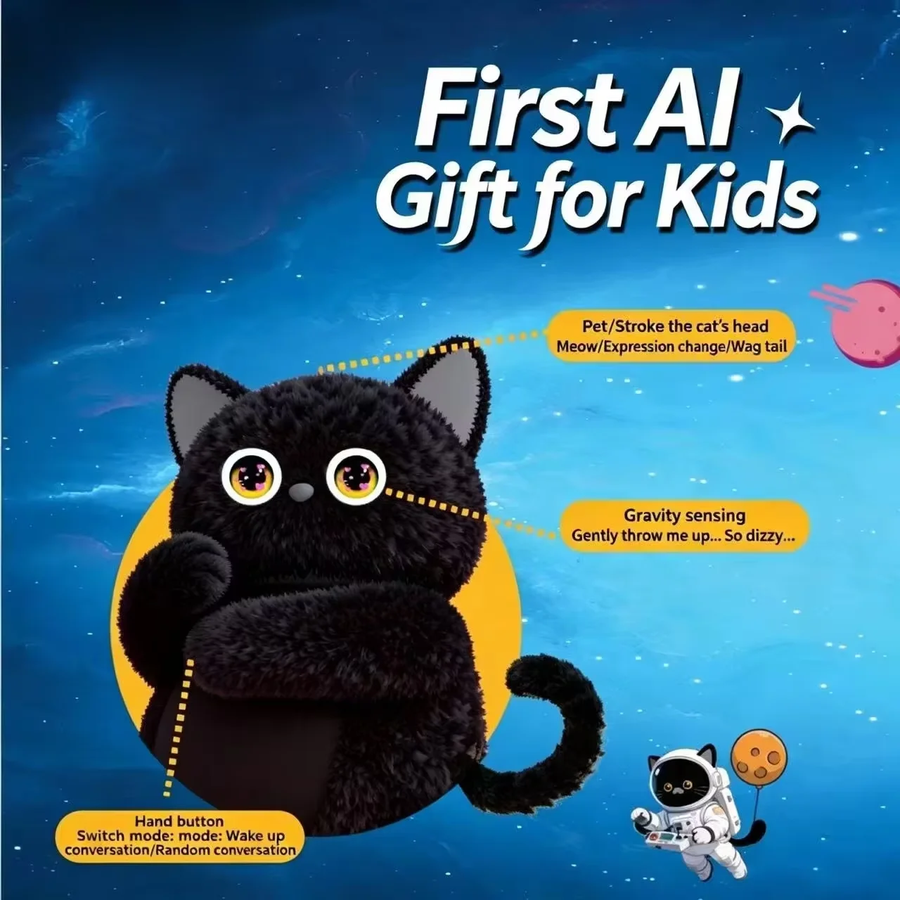 AI intelligent Educational Smart AI Robot Cat Wi-Fi Voice Control Interactive Kids Playmate Toy birthday gift