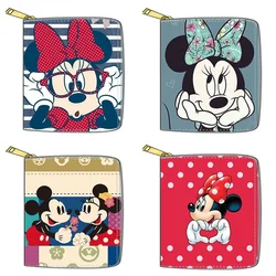 Disney Women's Wallet Mickey Mouse Anime PU Short Wallet Cute Cartoon Multi-function Zip Coin Purse ID Card Holder for Girl