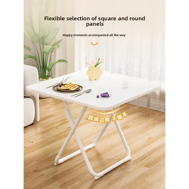 Foldable household small apartment simple round table balcony eating portable stall table and chair combination