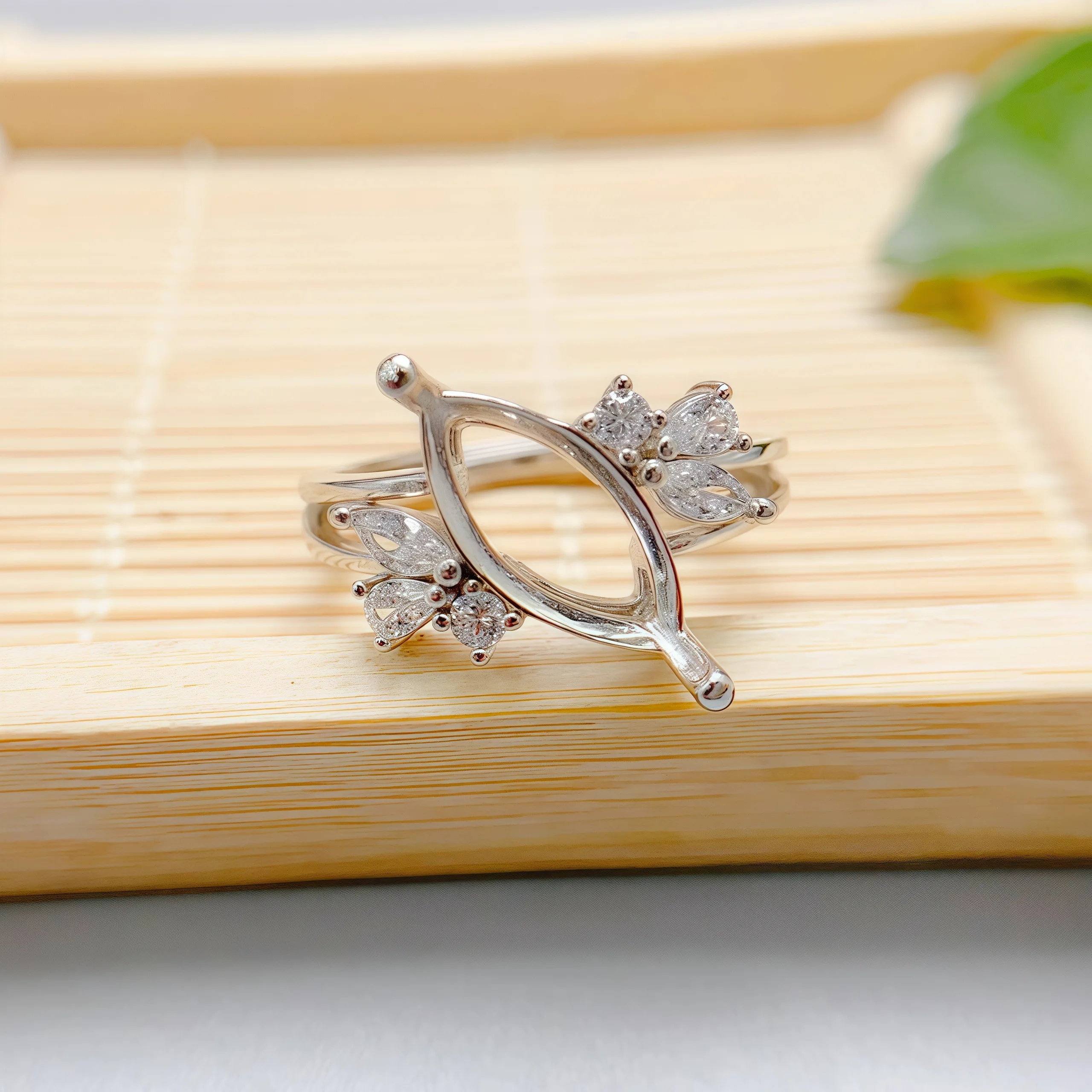 Setting 4*8/5*10/6*12mm Horse Eye Stone S925 Sterling Silver Ring Holder DIY Empty Support for Women Fine Fashion Charm Jewelry