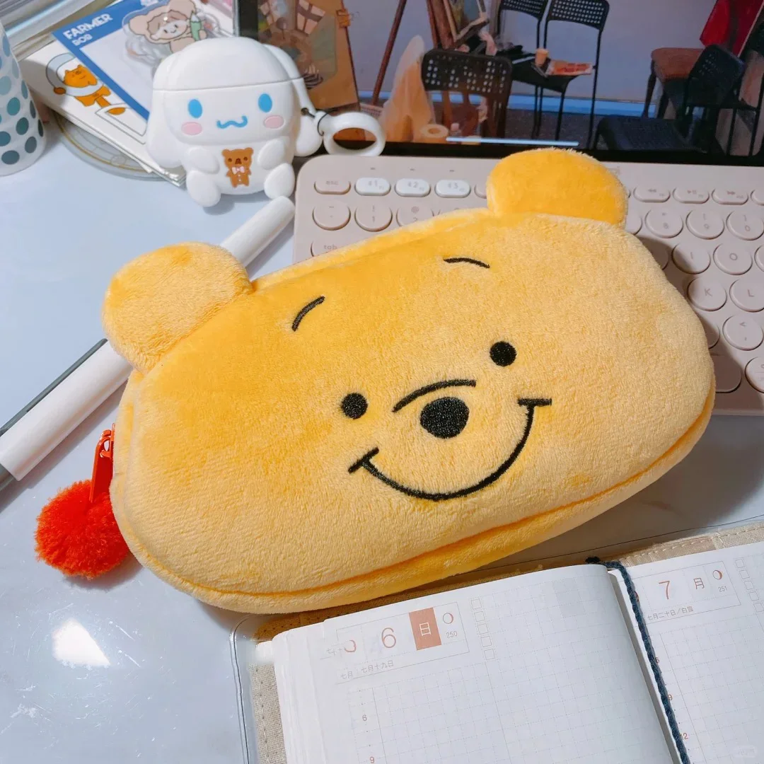 المبيعات الساخنة ويني ذا بوه مقلمة Kawaii سعة كبيرة تخزين سطح المكتب قلم كارتون حقيبة مستحضرات التجميل القرطاسية هدية للأطفال