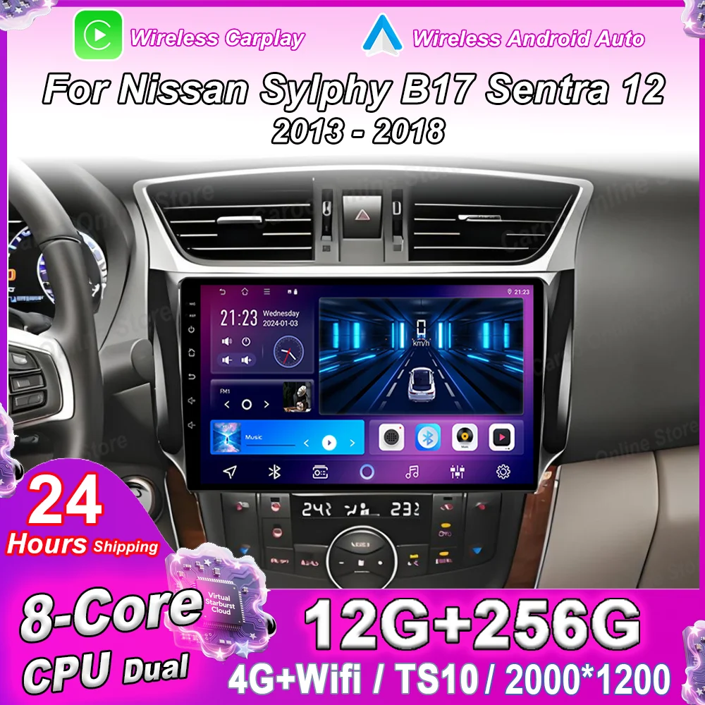Android 15 For Nissan Sylphy B17 Sentra 12 2013 2014 2015 2016 2017 2018 Auto Radio Stereo GPS navigation Multimedia player 4G