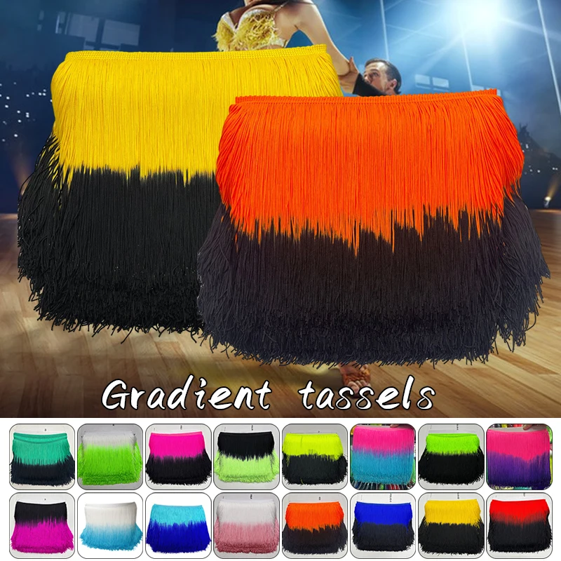 

1x0.2M Gradient Colored Tassels Fringe Ribbon Lace Latin Dress Trim For Bags Clothes Curtain Tassel DIY Sewing Accessory