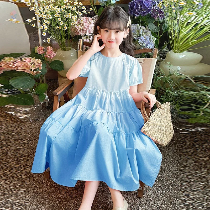 فستان بناتي متدرج - ألوان، فستان أميرة طويل بأكمام قصيرة وصل حديثًا لصيف 2025، رقيق ومناسب للأعمار من 7 إلى 1 #3