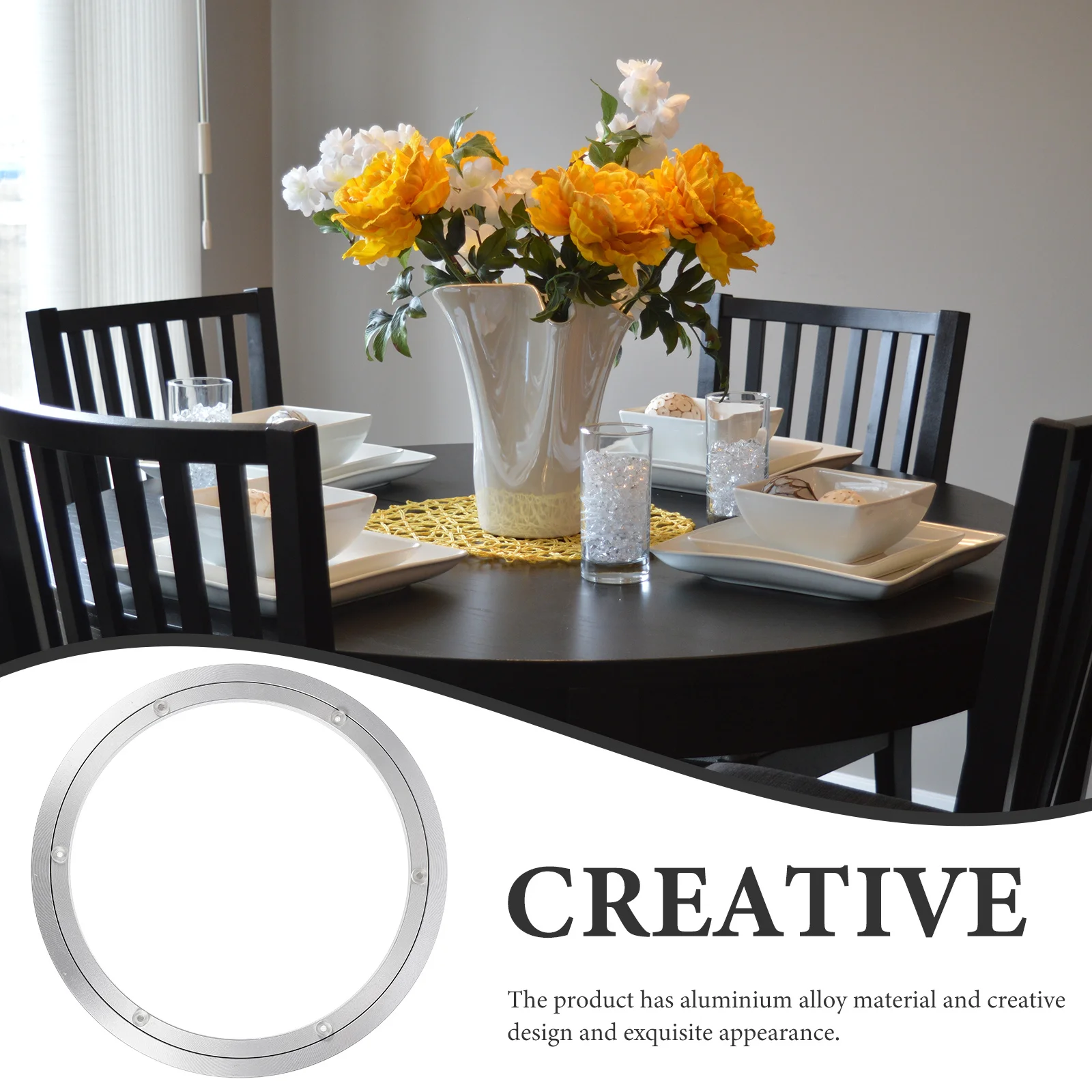 

Aluminum Alloy Round Turntable Heavy Duty Dining Table Swivel Base For Home Restaurant Sturdy Rotating Tray Pantry Storage