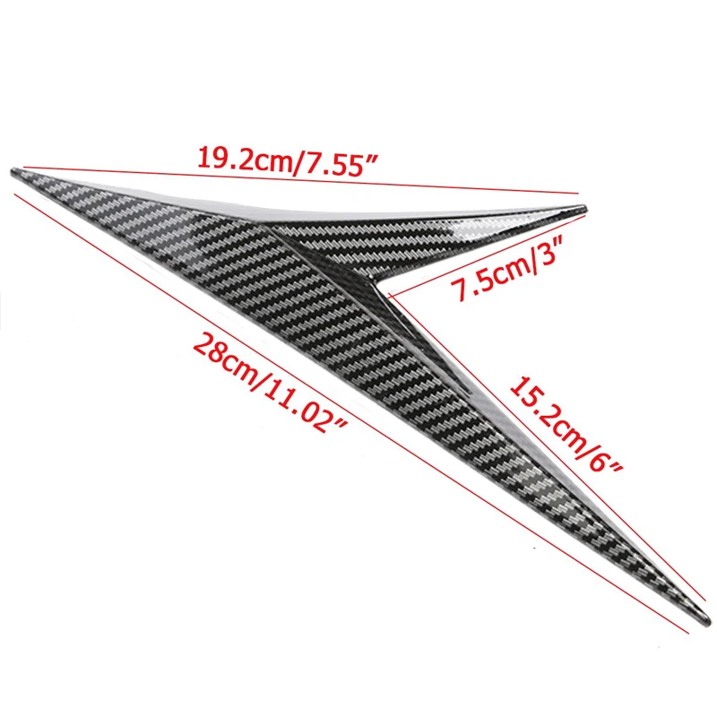 V Shape Universal Fits Car Side Fender Vent Sticker Car Body Decoration Auto Bonnet Air Intake Flow Hood Scoop Cover - view 3
