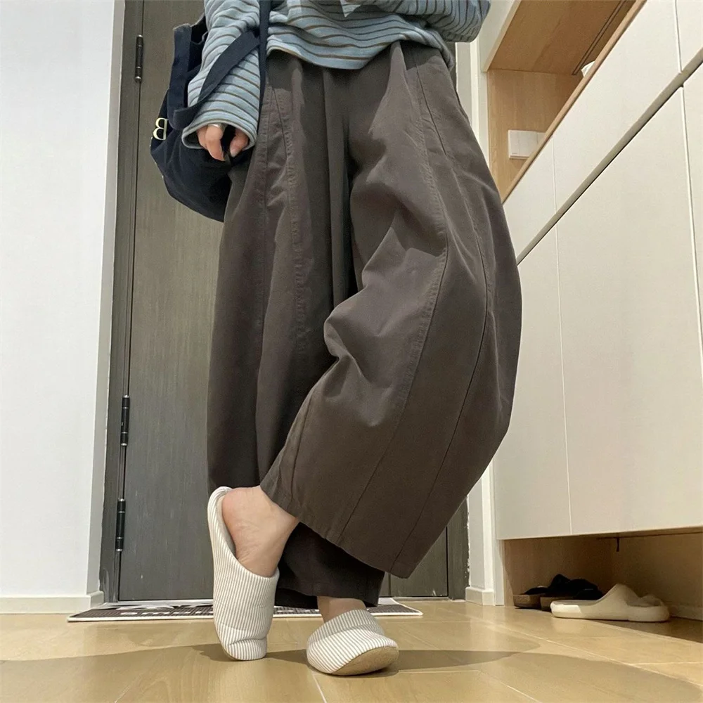 Lockere, weit geschnittene Hose für Damen, 7/8-Länge, im BF-Stil, Frühling/Herbst, koreanischer Stil, lässig mit lockerem Fall