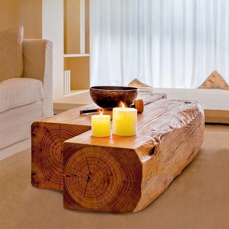 

Nordic log coffee table TV cabinet, bed and breakfast old wood bench, tea table clothing store solid wood shoe changing stool