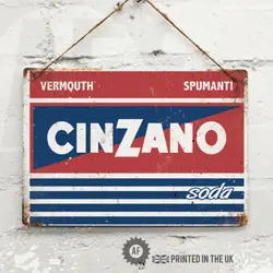 Cinzano Soda Cocktail Metal Wall Sign Pub Bar Kitchen Home Mancave Retro Mum Dad