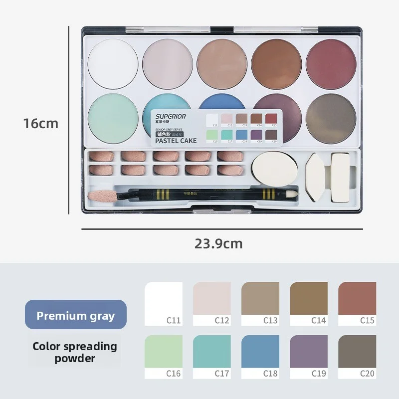 وضع مسحوق الألوان الكلاسيكية رماد اللون مجموعة الفن الطلاب استخدام أدوات الرسم الفني مسحوق الفحم سرعة وضع مسحوق رسم