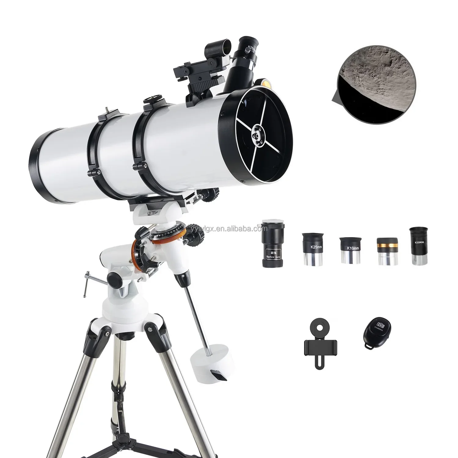 Newtonian-Telescópio refletor astronômico para adultos, tripé em altura ajustável, escopo Red Dot, 130mm, abertura