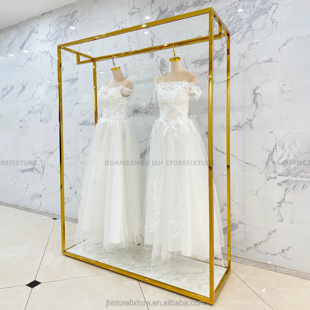 Wedding Dress Furniture Luxury Display Rack Gold Store Display Stand Trade Show Display Shelves