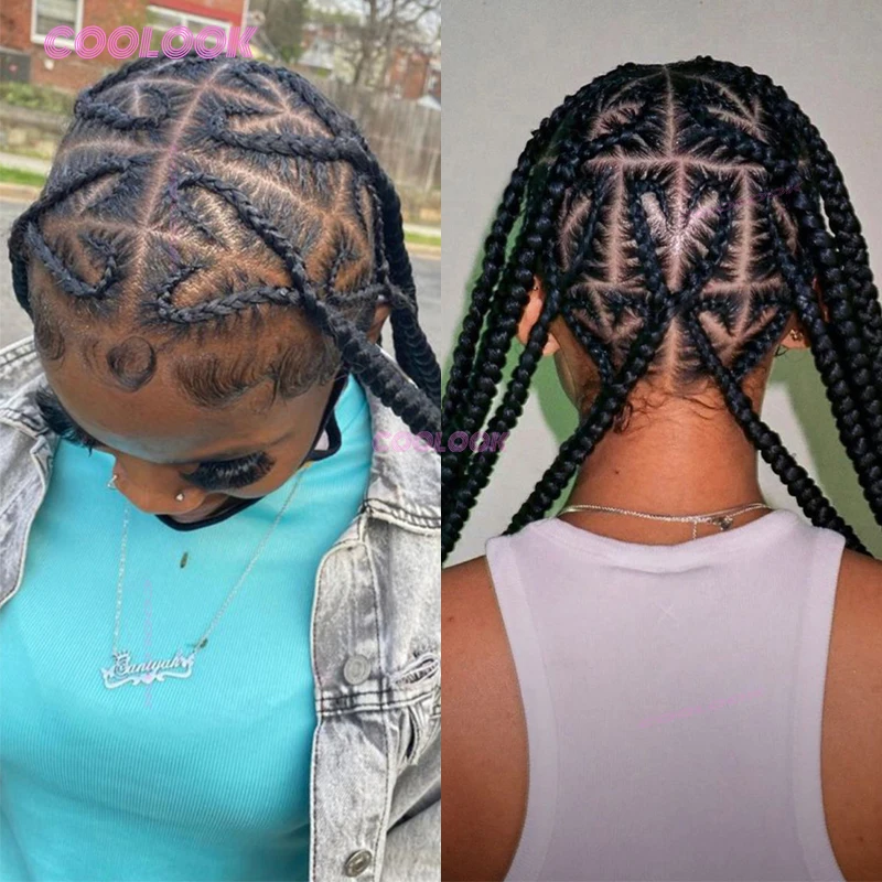 36 ''شعر مستعار على شكل قلب الضفائر الاصطناعية كامل الدانتيل شعر مستعار مضفر للنساء عقدة صندوق شعر مستعار مضفر #4