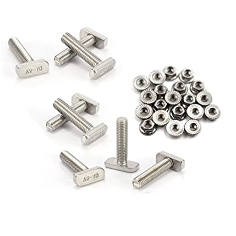 12Pcs T Slot Bolt Replacement,M10 X 25 Screws, A2-70 Rail Track Screws Track Nuts With 12 Flange Nut T Slot Bolt T Slot Screws