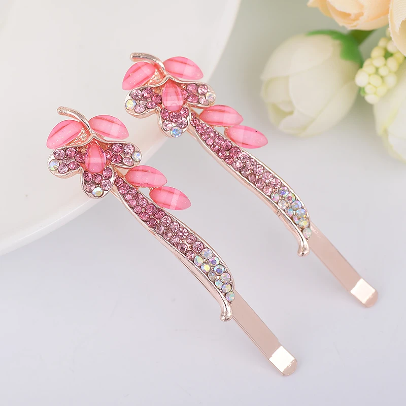 EASYA Beautiful Rhinestone Leaf Hairpin Hair Accessories Ornaments Fashion Crystal Hairgrips Gift For Women Girls