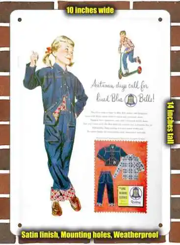 Metal Sign - 1954 Blue Bell Jeans for Kids- 10x14 inches