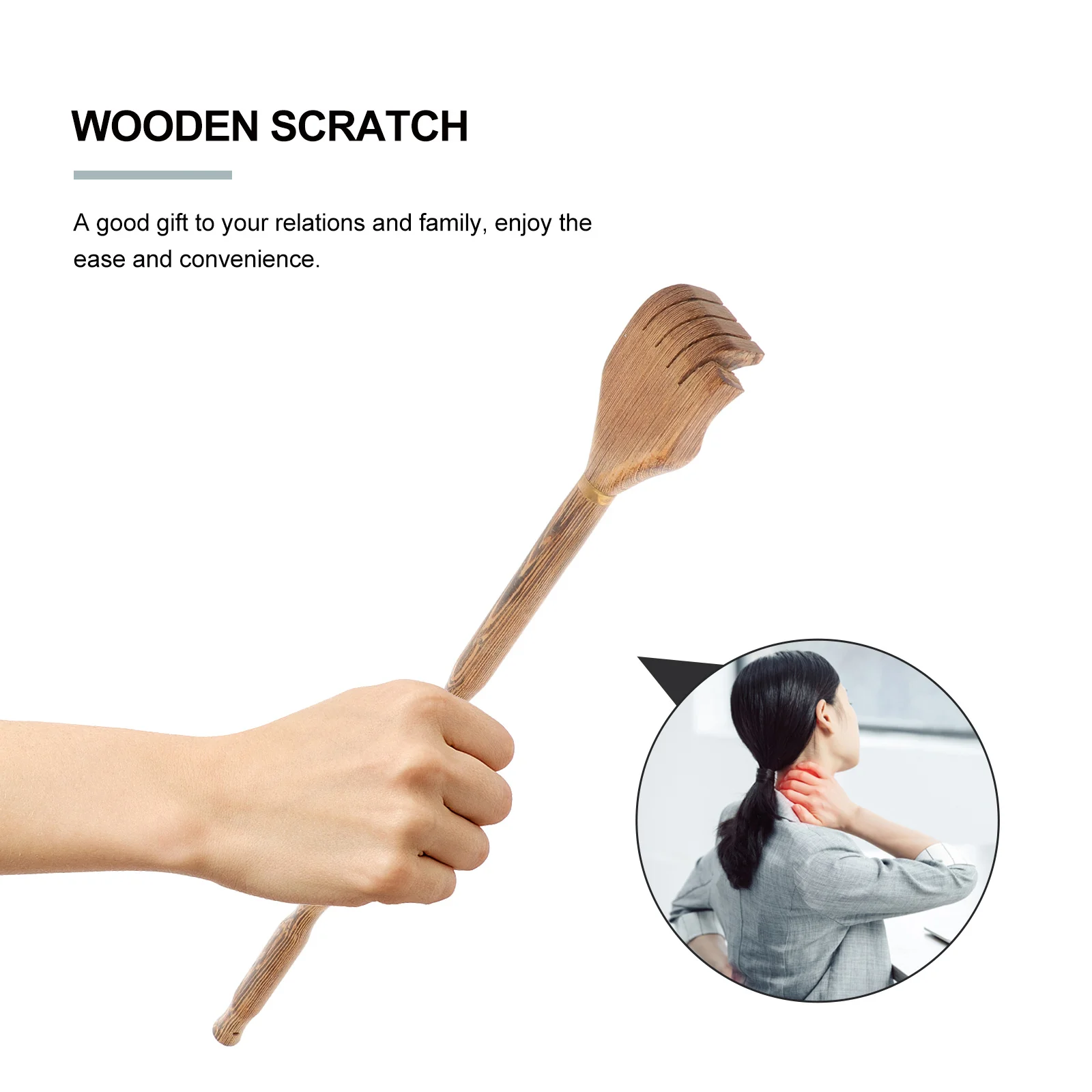 Rascador de espalda de madera, masajeador de espalda extensible y resistente, mango tallado, largo alcance, rascador de espalda natural, agarre cómodo