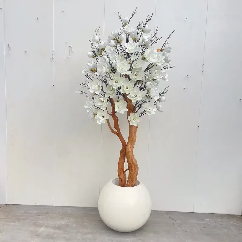 Hot Sale Customizable Pink White Artificial Cherry Blossom Bonsai Tree for Home Indoor Decor